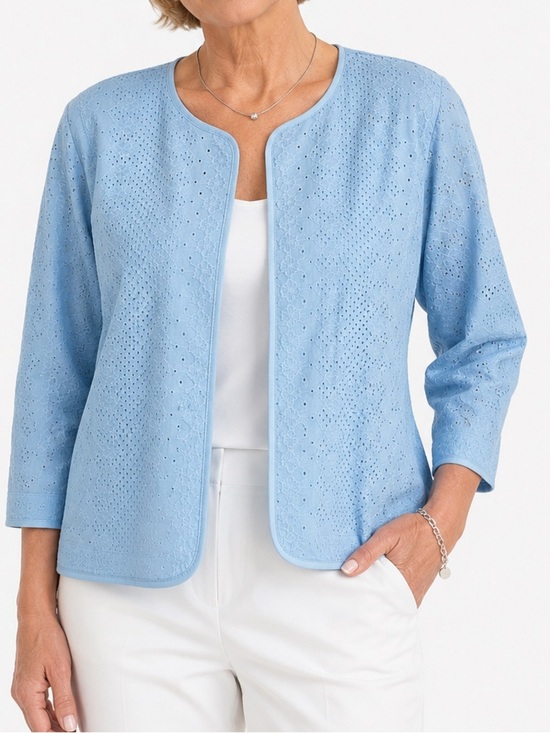 Joan Rivers Tops - Joan Rivers Cottagecore Eyelet Open Front Cardigan Jacket 100% Cotton Size 6